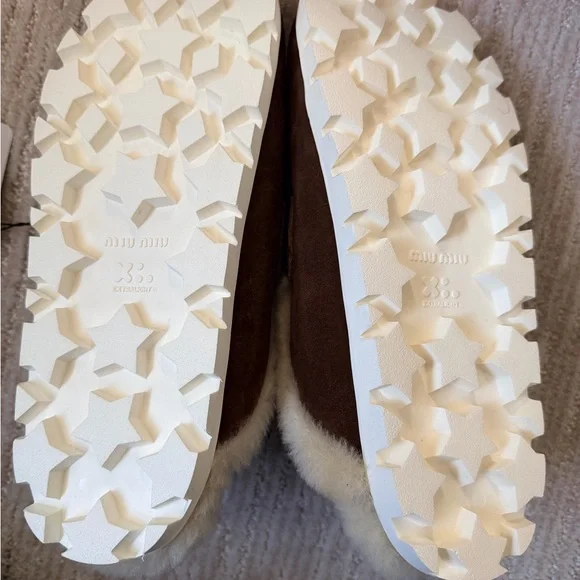 Brand NWT Miu Miu Suede Shearling Mules - Size 38.5 - Picture 5 of 11